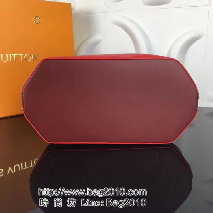 路易威登LV頂級原單M55188櫻桃紅 2019早春新款水波紋牛皮水桶包Noé系列 YDH1523